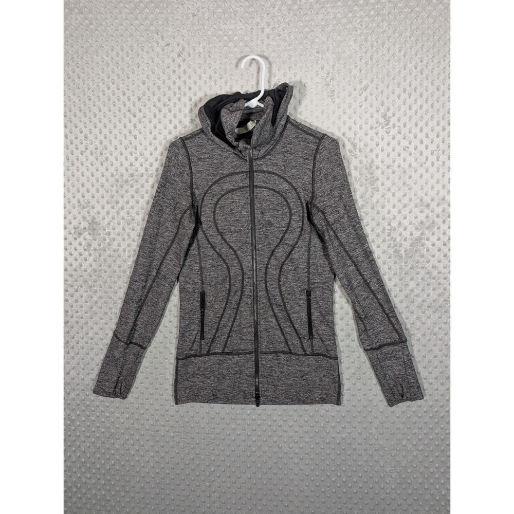 Lululemon Running Full Zip Hooded Jacket Women's Size 6 Stride II Heathered Gray